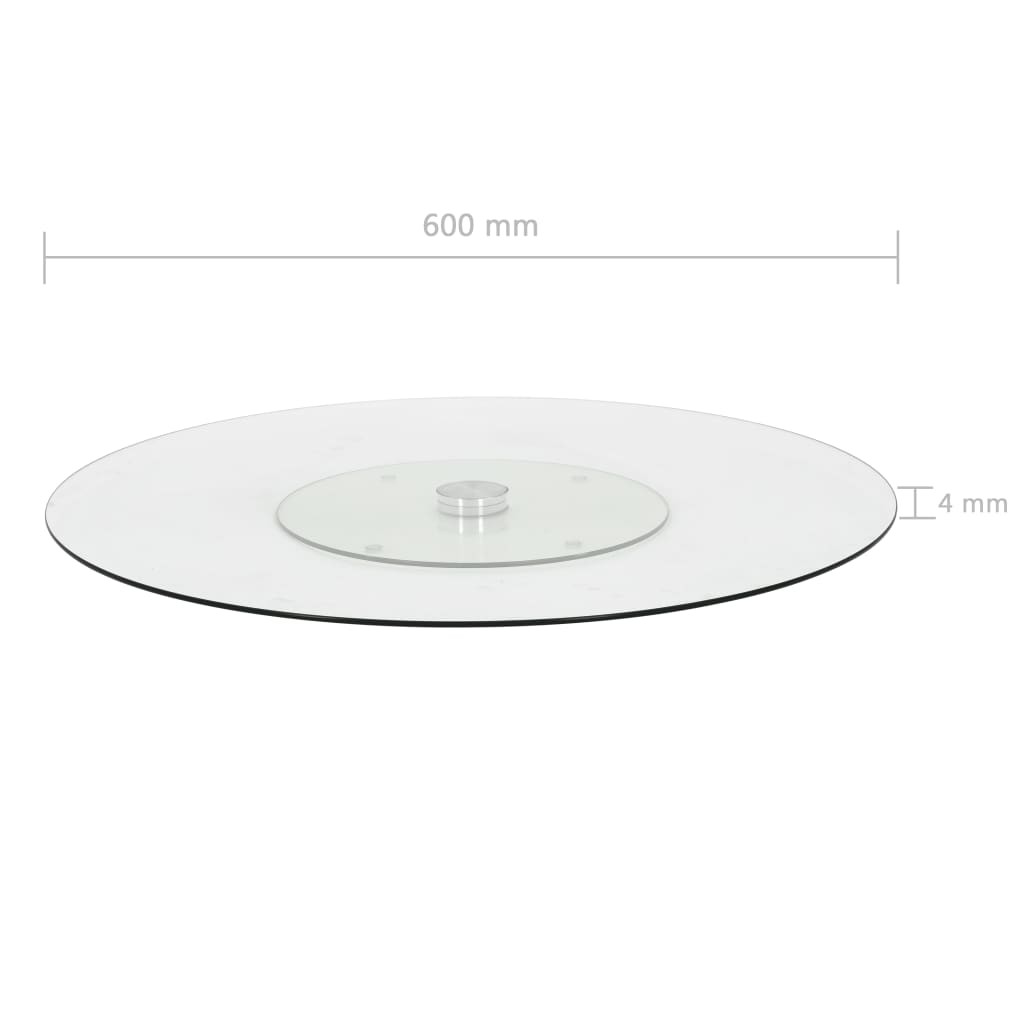 Rotating Serving Plate Transparent 60 cm Tempered Glass